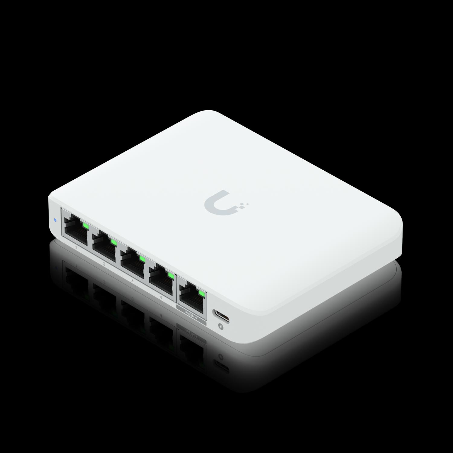 Ubiquiti - Compact Switch (4) 2.5 GbE Ports, (1) 2.5 GbE PoE Input port for power Optional powering with included 5V, 1A USB-C adapter