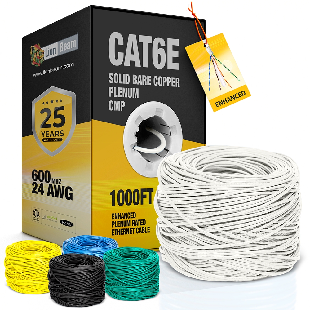 LIONBEAM - Cable Cat 6 CMP White 1000' Pull Box