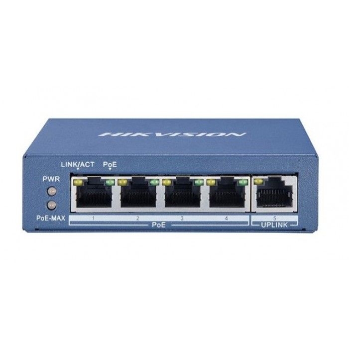 HIKVISION - Switch 4 Port Gigabit PoE, 1 Uplink,1SFP 60W L2 Unmanaged